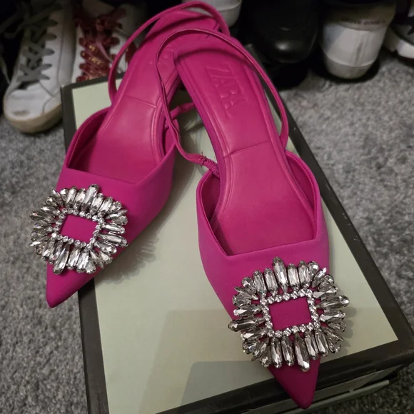 2 Pairs Zara Fuchsia And Gray H&M SHOES SIZE 7 - Picture 4 of 8